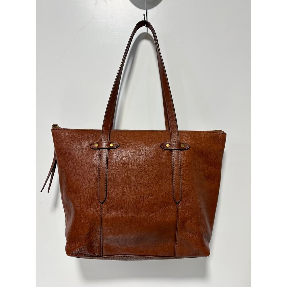 Fossil Felicity Leather Tote Bag Cognac Brown Shoulder Bag - Picture 6 of 13